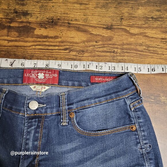 Lucky Brand Jeans 8 Sofie Skinny Ankle Mid Rise Medium Dark Wash Stretch Denim - Picture 7 of 13
